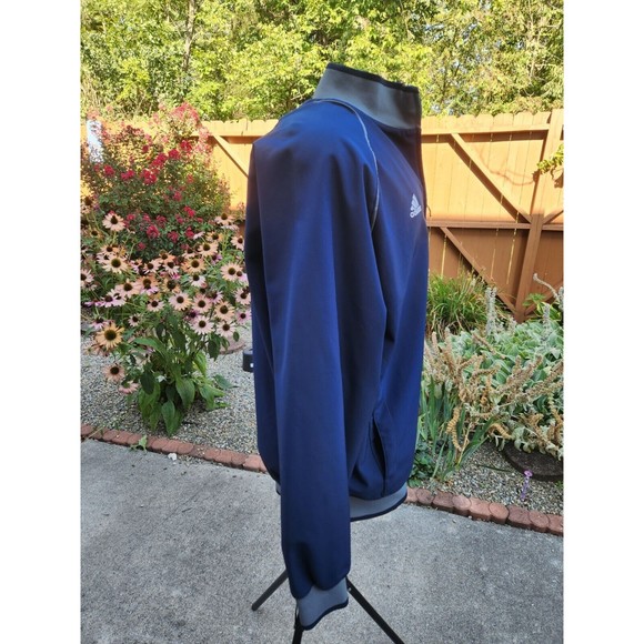 Adidas mens size large blue with Gray trim Full Zip Long Sleeve Jacket - Picture 4 of 6